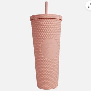 Starbucks Matte Pink Studded Tumbler Blush Textured with Straw
